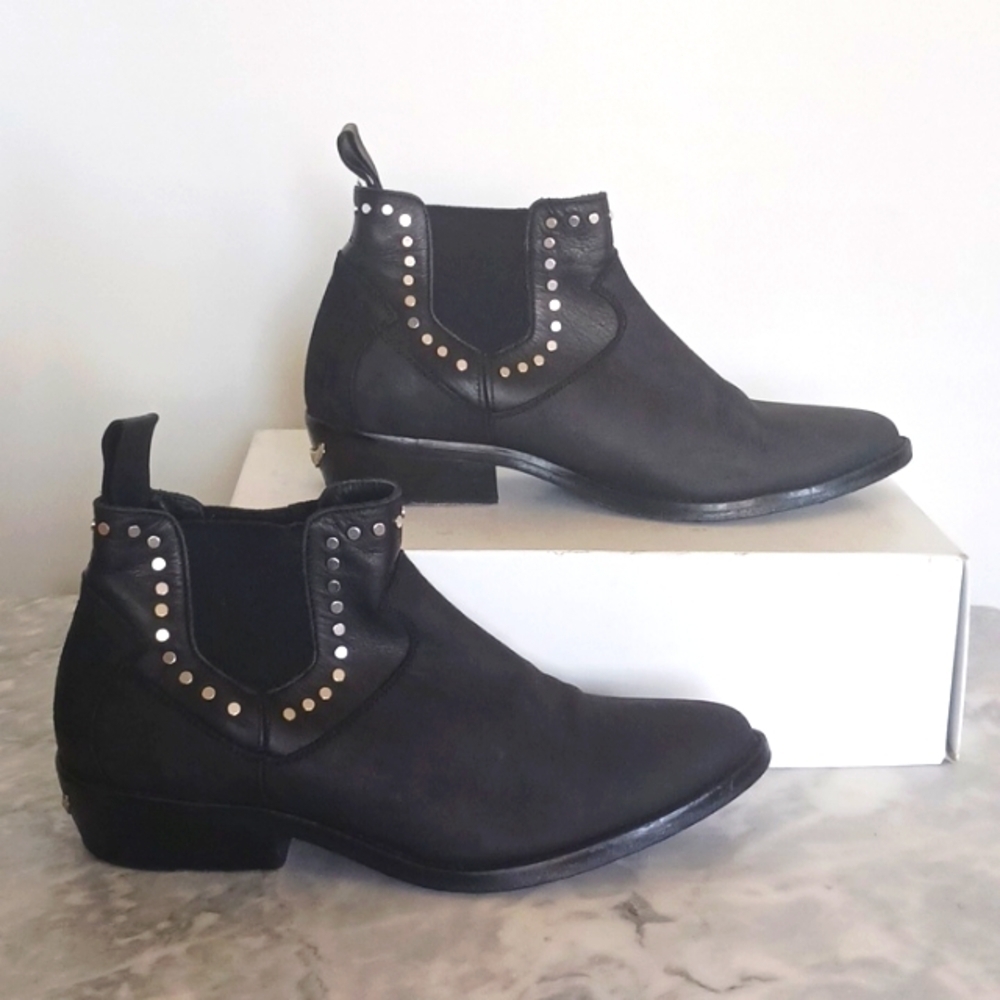 𝅺Zadig & Voltaire Studded Western Booties, Size 7